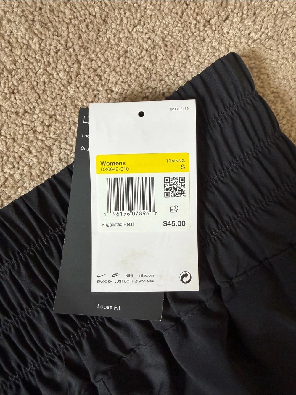 Nike Women's Black Elastic Waistband Athletic Shorts